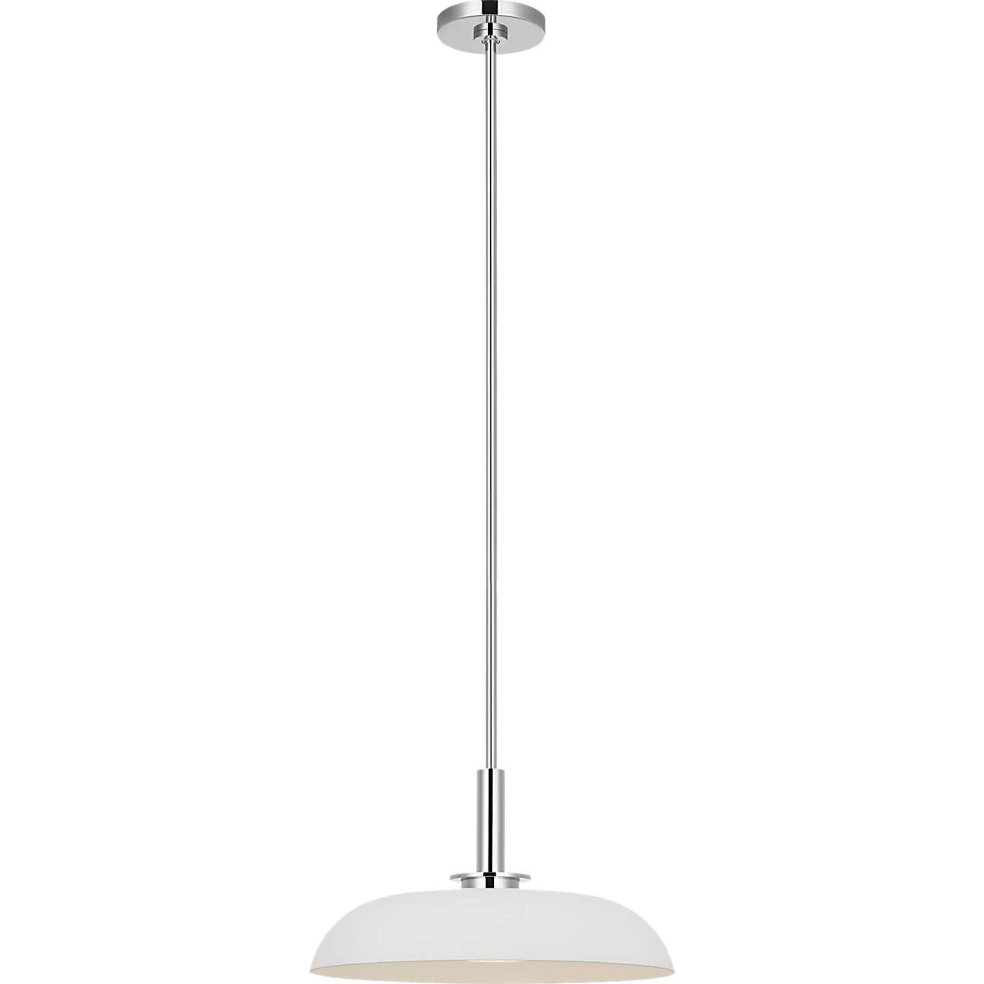 Amber Lewis Cyrus 16" Pendant in Polished Nickel and Matte White with White Glass W15.5"