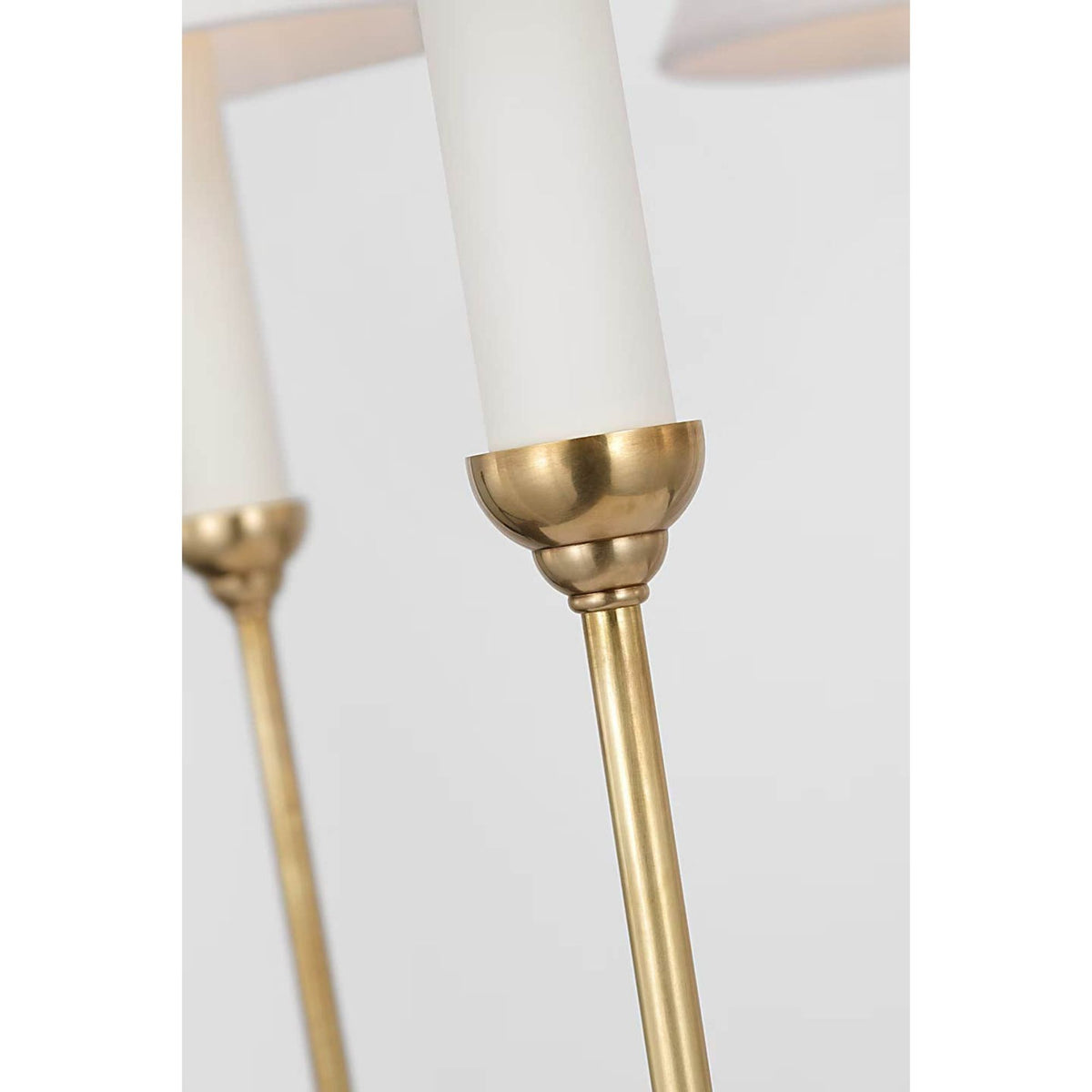 Amber Lewis Ingela 36" Chandelier in Hand-Rubbed Antique Brass with Silk Pleat Shades W36" x H23.5"