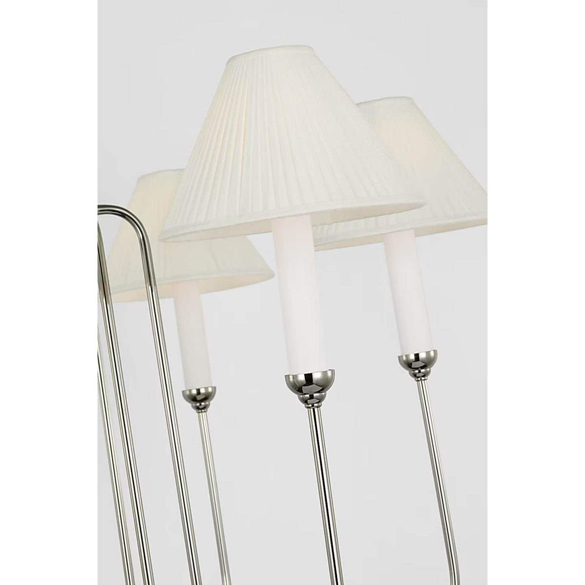 Amber Lewis Ingela 36" Chandelier in Polished Nickel with Silk Pleat Shades W36" x H23.5"