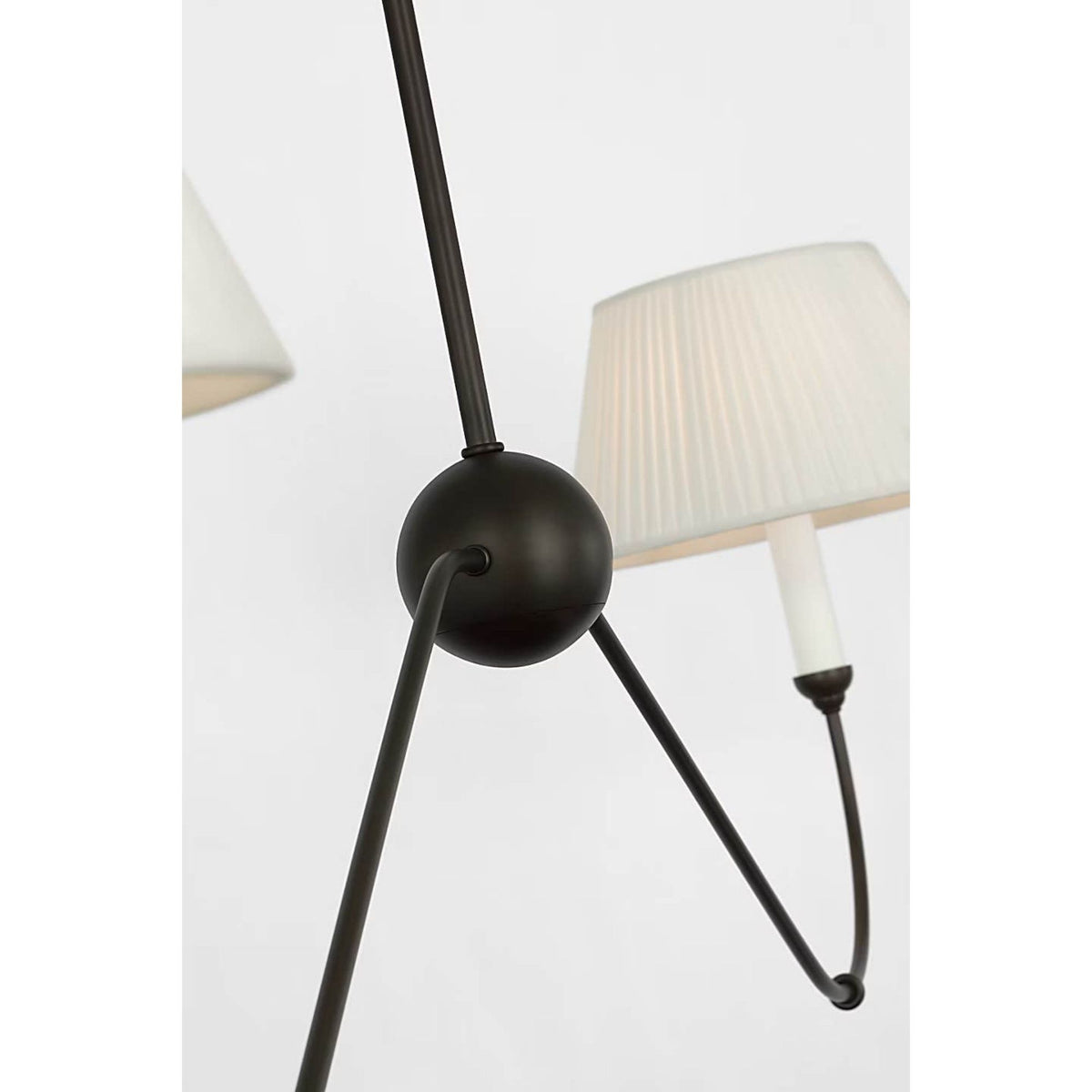 Amber Lewis Ingela 65" Linear Chandelier in Modern Iron with Silk Pleat Shades W11" x 65"