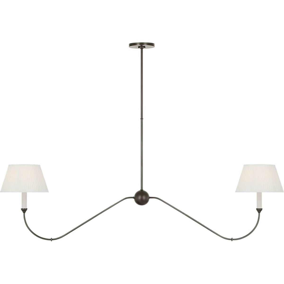 Amber Lewis Ingela 65" Linear Chandelier in Modern Iron with Silk Pleat Shades W11" x 65"