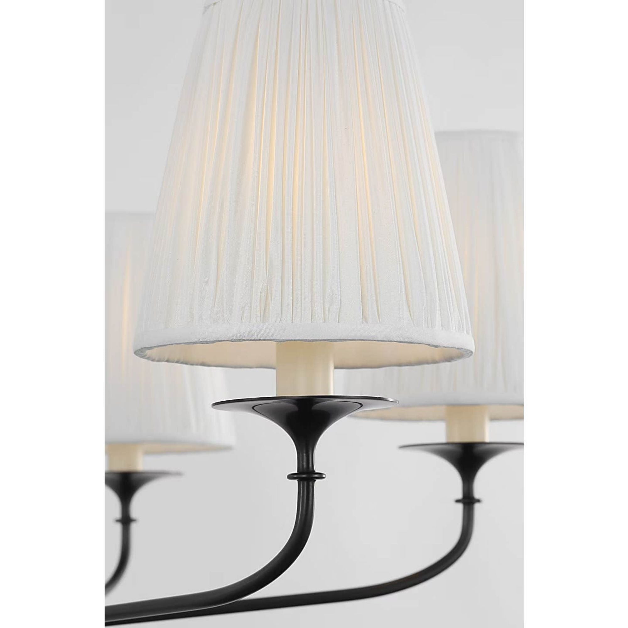 Amber Lewis Knox 32" Chandelier in Bronze with Silk Pleated Shades W32" x H20.75"