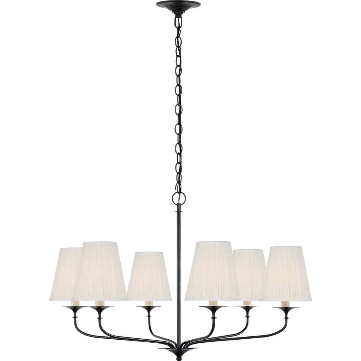 Amber Lewis Knox 32" Chandelier in Bronze with Silk Pleated Shades W32" x H20.75"
