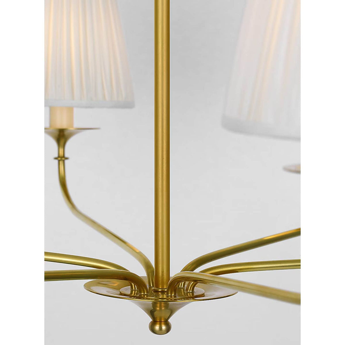 Amber Lewis Knox 32" Chandelier in Hand-Rubbed Antique Brass with Silk Pleated Shades W32" x H20.75"