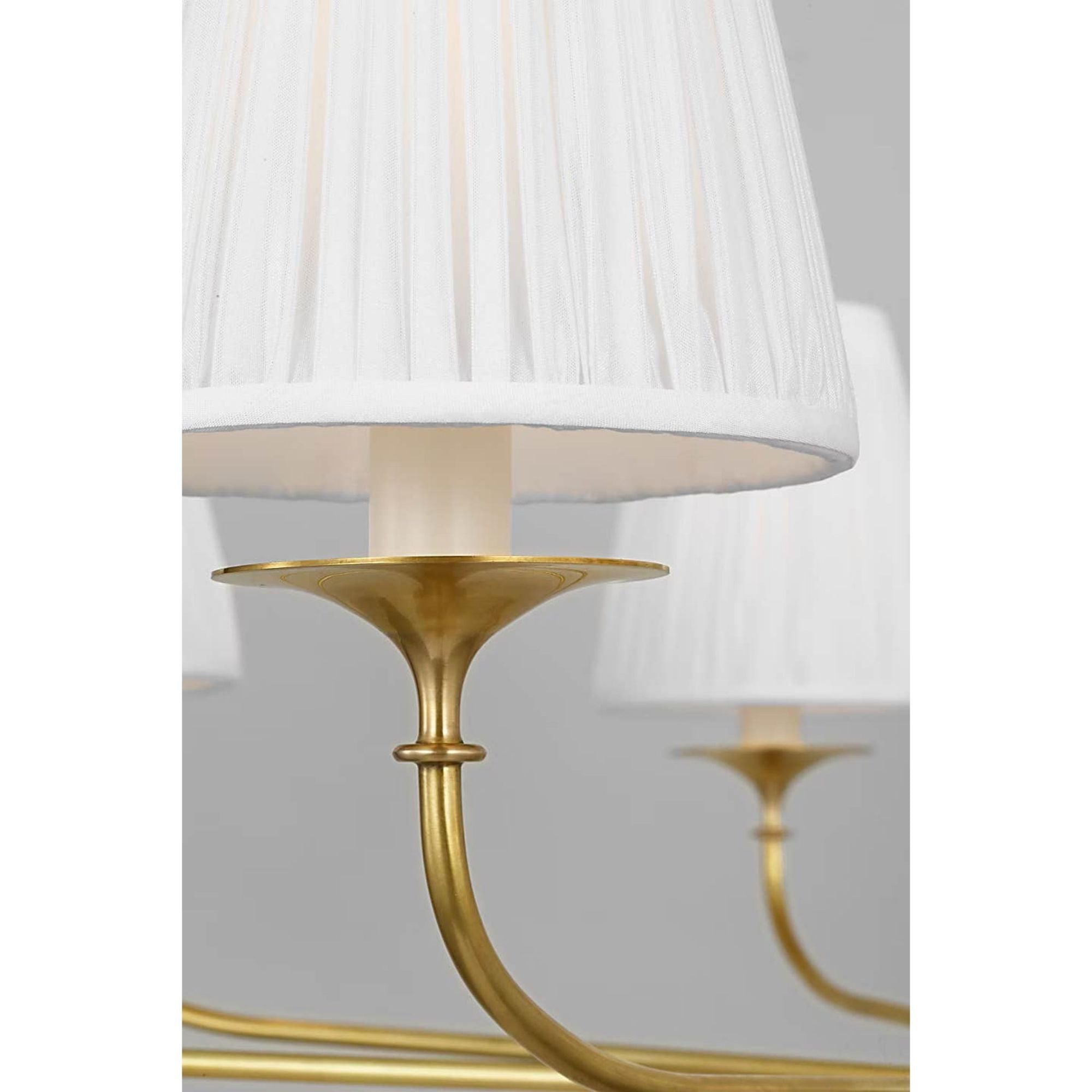 Amber Lewis Knox 42" Chandelier in Hand-Rubbed Antique Brass with Silk Pleated Shades W42" x H21.25"
