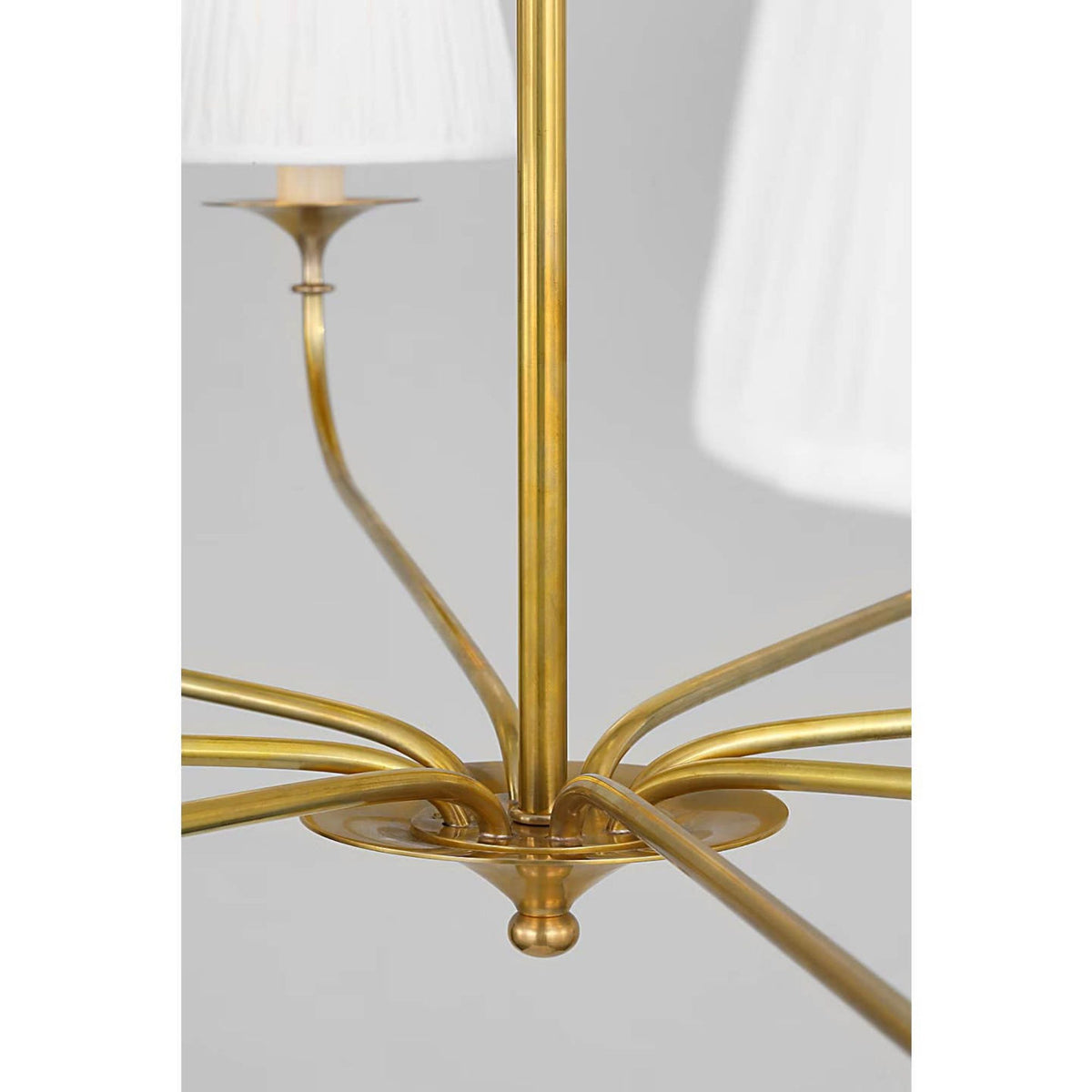 Amber Lewis Knox 42" Chandelier in Hand-Rubbed Antique Brass with Silk Pleated Shades W42" x H21.25"