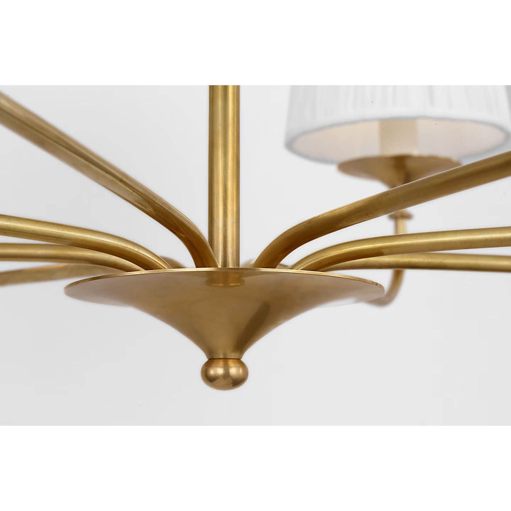 Amber Lewis Knox 42" Chandelier in Hand-Rubbed Antique Brass with Silk Pleated Shades W42" x H21.25"