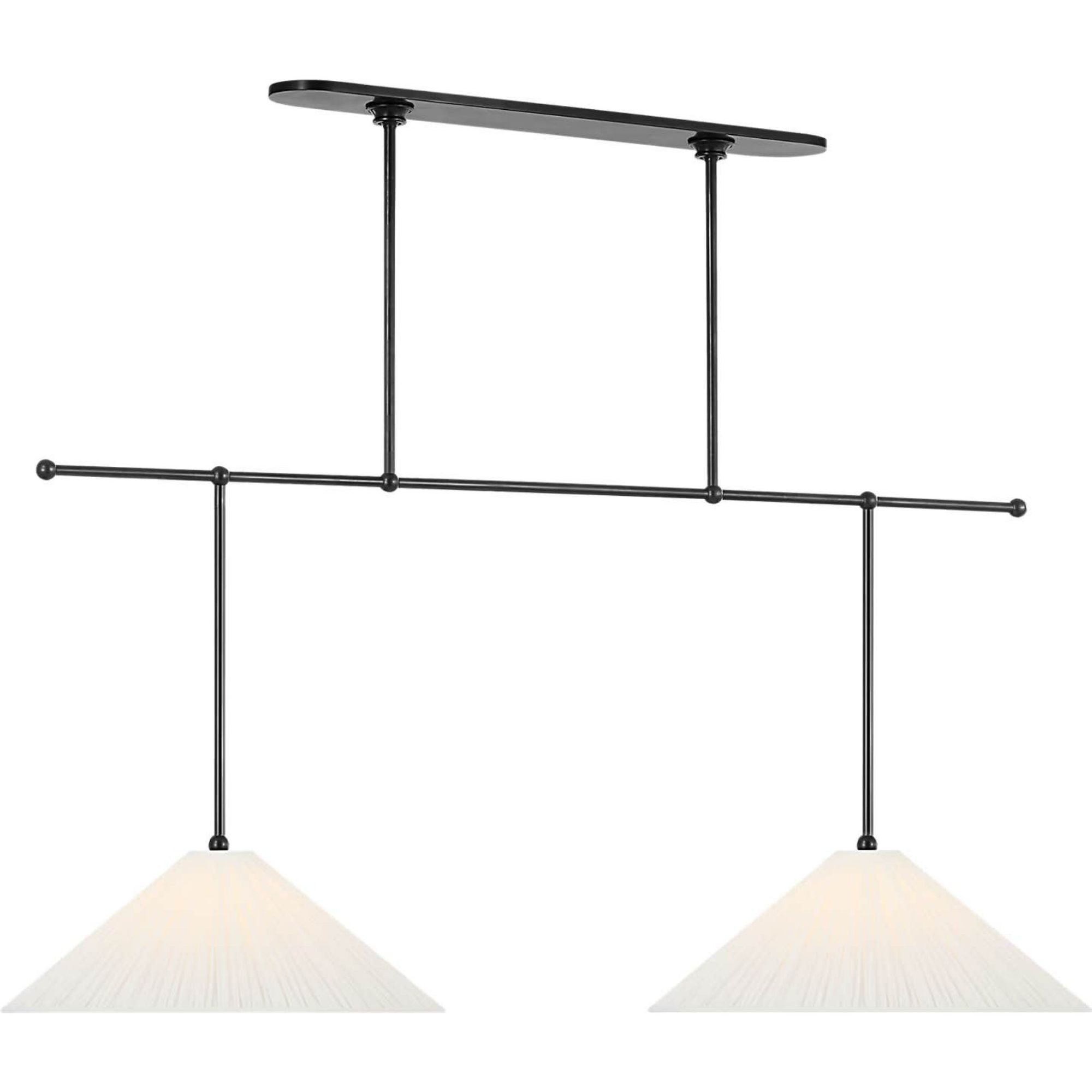 Amber Lewis Soren 54" Extended Drop Linear Chandelier in Bronze with Silk Pleated Shades W20" x 54"