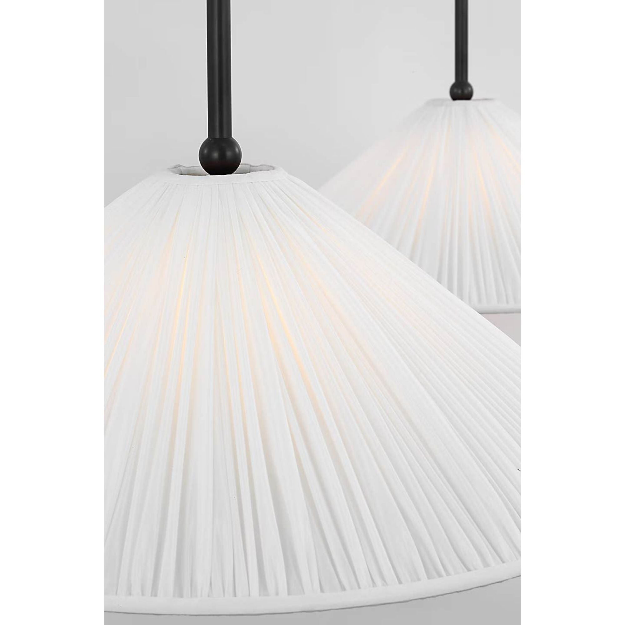 Amber Lewis Soren 54" Extended Drop Linear Chandelier in Bronze with Silk Pleated Shades W20" x 54"