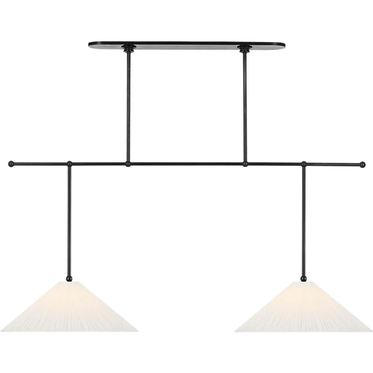 Amber Lewis Soren 54" Extended Drop Linear Chandelier in Bronze with Silk Pleated Shades W20" x 54"