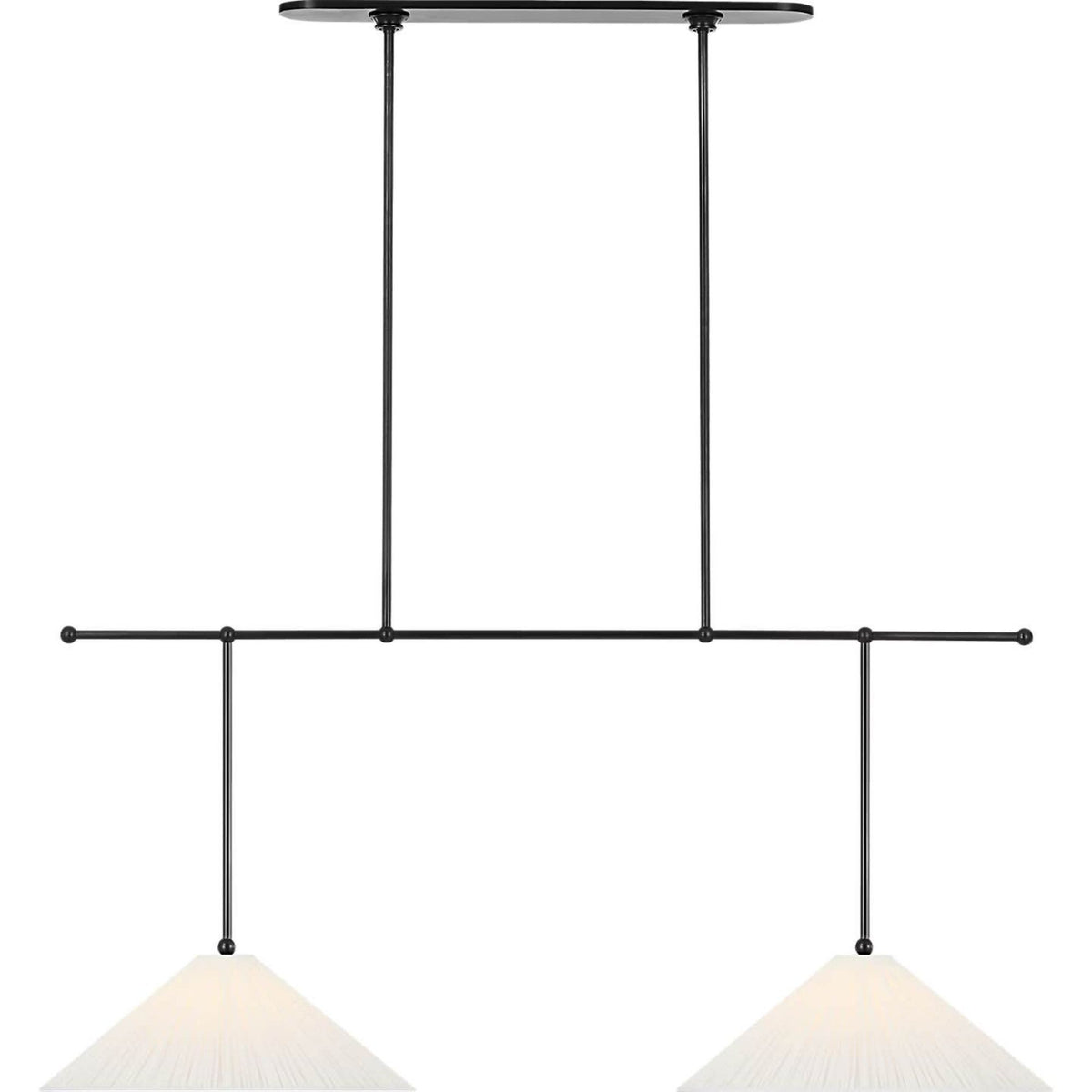 Amber Lewis Soren 54" Extended Drop Linear Chandelier in Bronze with Silk Pleated Shades W20" x 54"