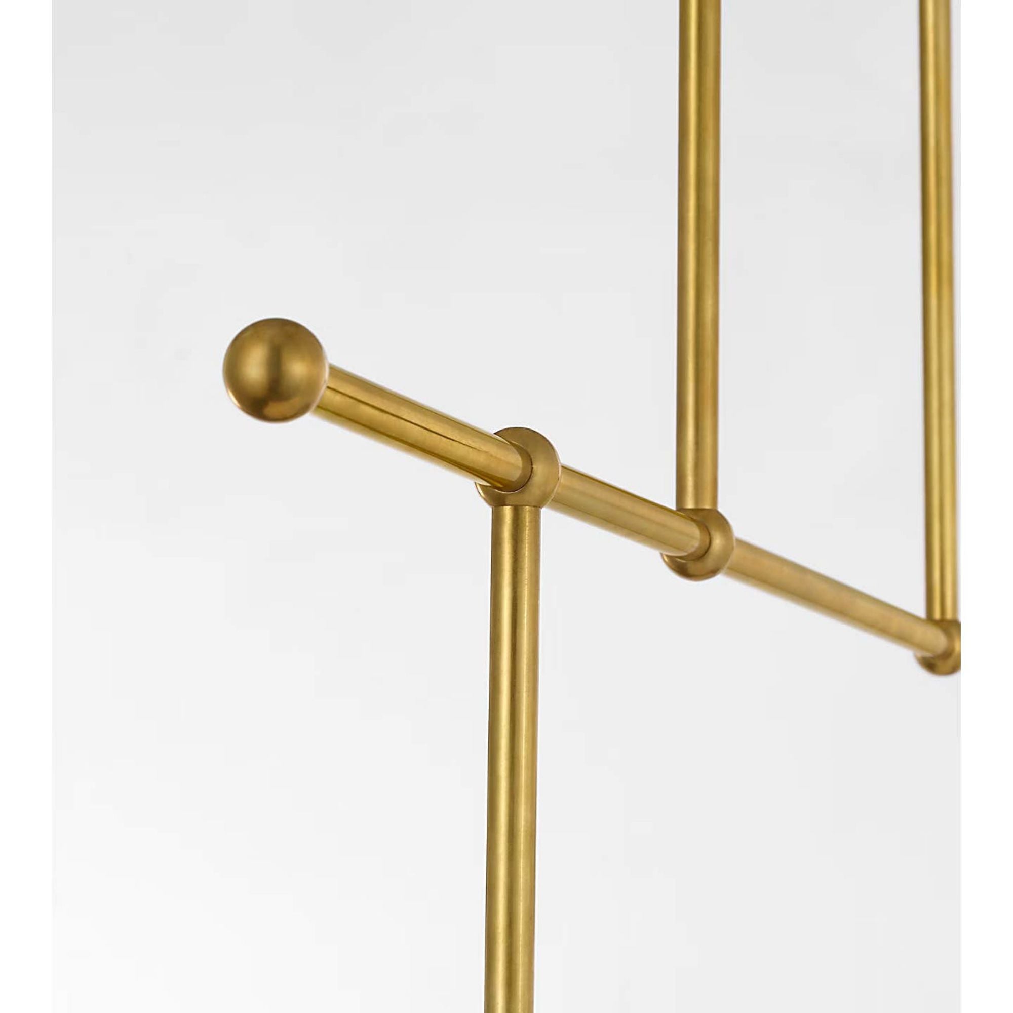Amber Lewis Soren 54" Extended Drop Linear Chandelier in Hand-Rubbed Antique Brass with Silk Pleated Shades W20" x 54"