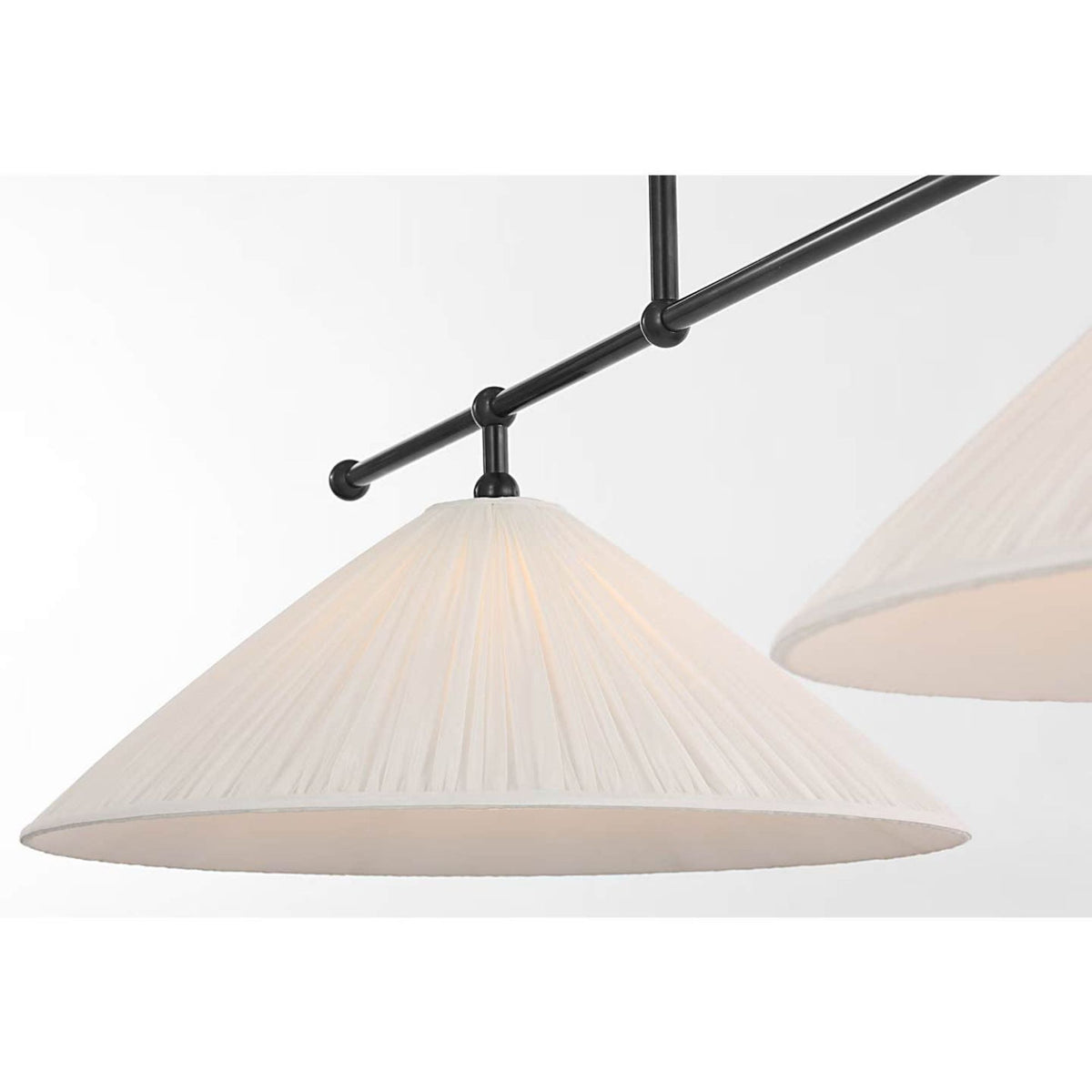Amber Lewis Soren 54" Linear Chandelier in Bronze with Silk Pleated Shades W20" x 54"