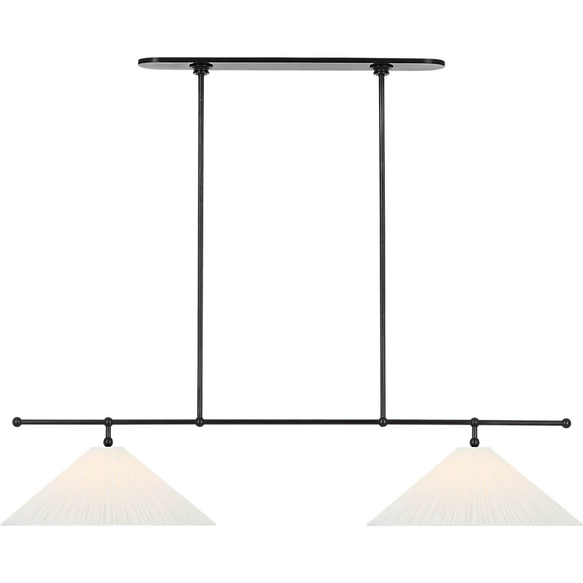 Amber Lewis Soren 54" Linear Chandelier in Bronze with Silk Pleated Shades W20" x 54"