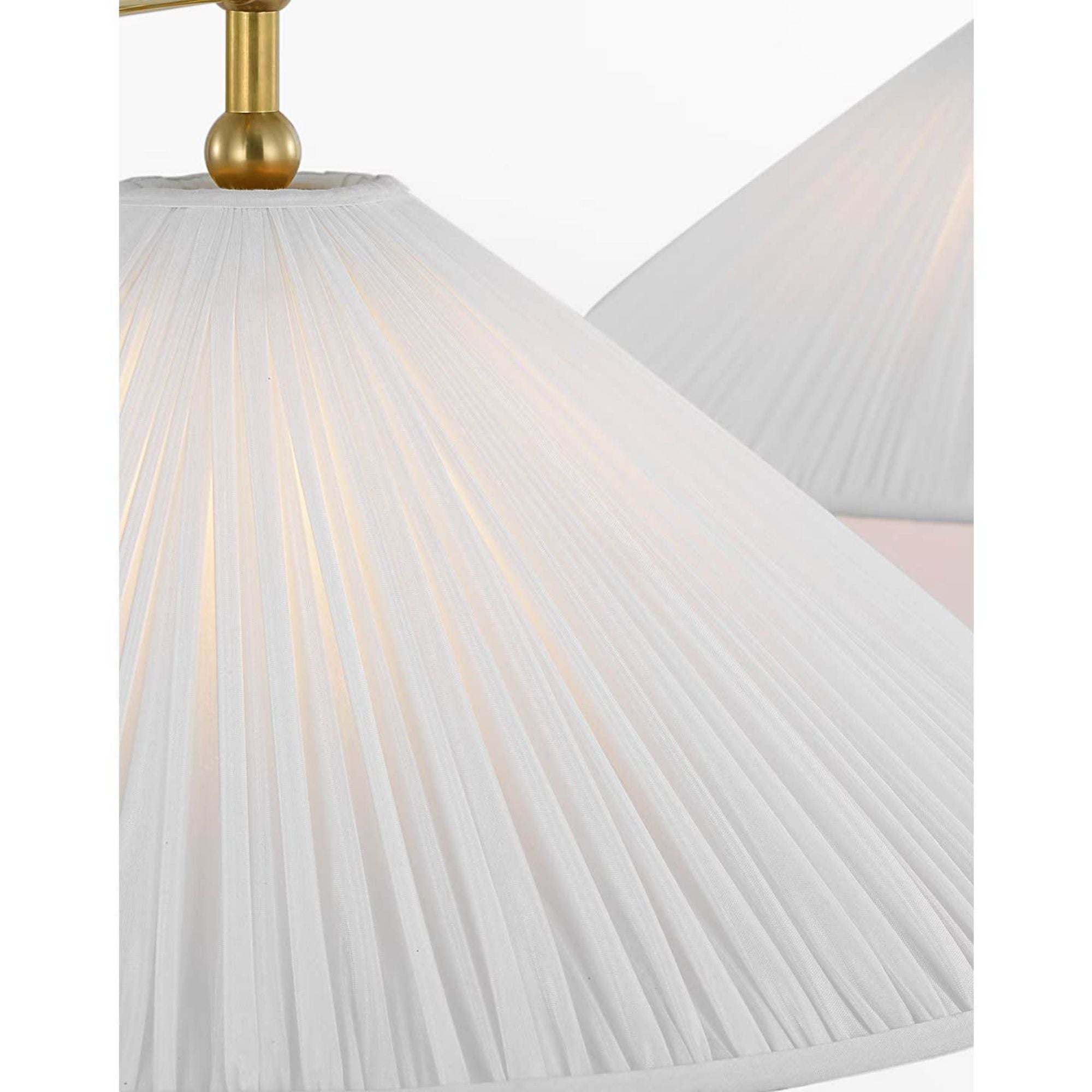 Amber Lewis Soren 54" Linear Chandelier in Hand-Rubbed Antique Brass with Silk Pleated Shades W20" x 54"
