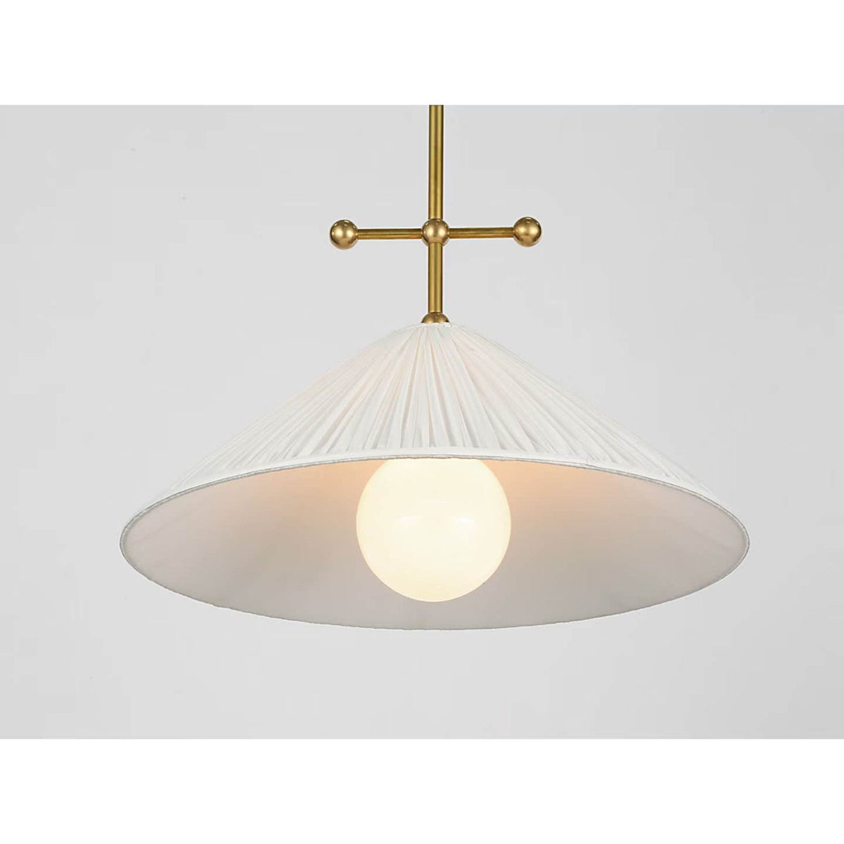 Amber Lewis Soren 20" Pendant in Hand-Rubbed Antique Brass with Silk Pleated Shade W20"