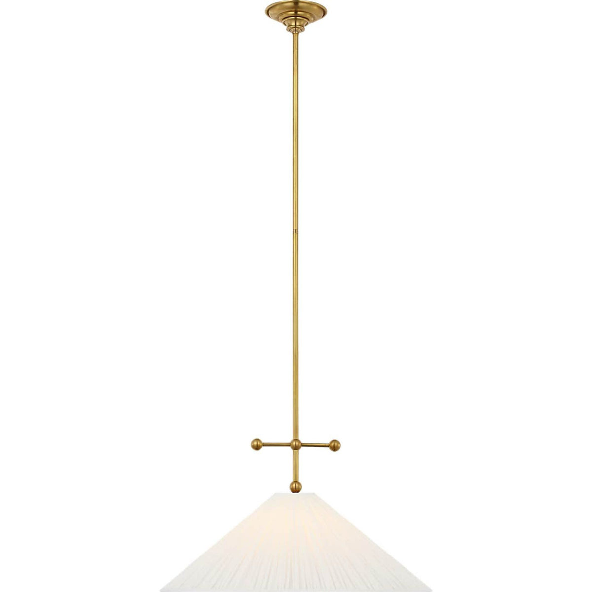 Amber Lewis Soren 20" Pendant in Hand-Rubbed Antique Brass with Silk Pleated Shade W20"