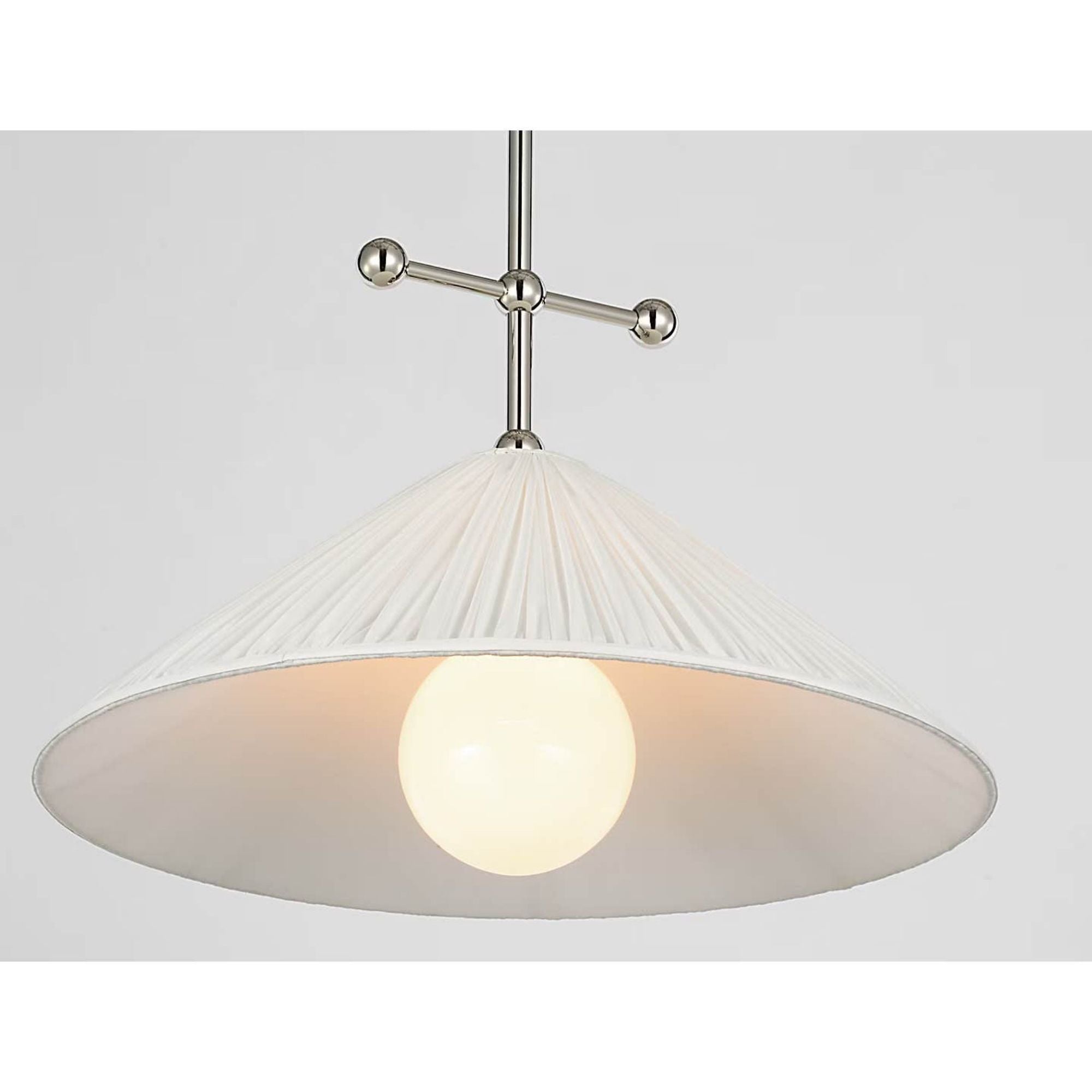 Amber Lewis Soren 20" Pendant in Polished Nickel with Silk Pleated Shade W20"