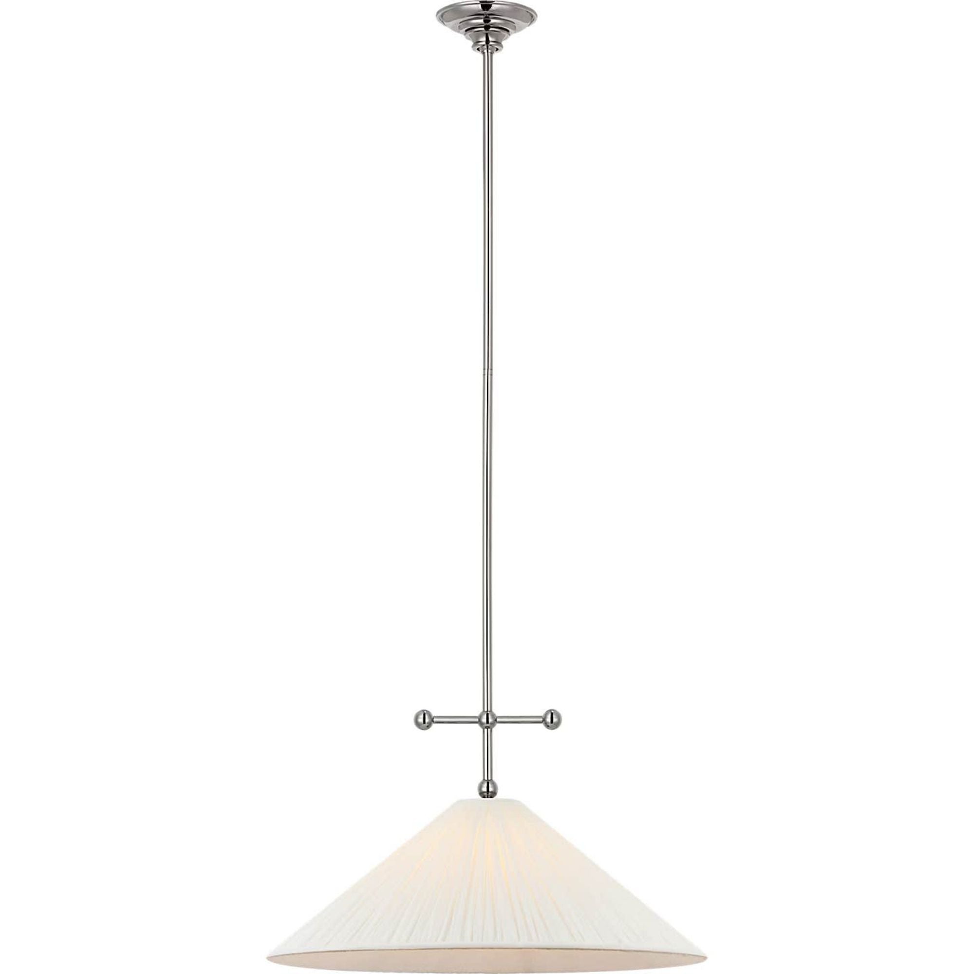 Amber Lewis Soren 20" Pendant in Polished Nickel with Silk Pleated Shade W20"