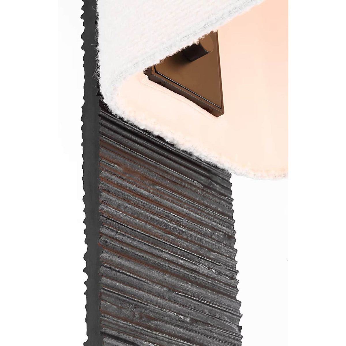 Anne-Marie Barton Fumar 55" Statement Floor Lamp in Ridged Carbon with BouclÃ© Shade W8" x H54.75" x E15.5"