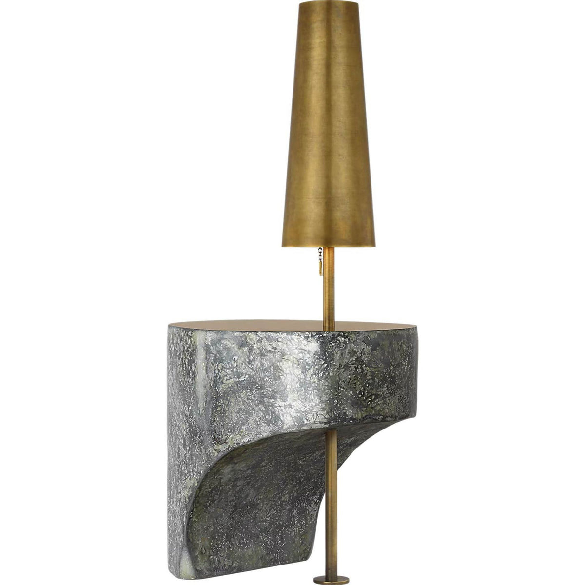 Anne-Marie Barton Runia 49" Sculpted Side Table Floor Lamp in Eclipse with Mottled Brass W19.25" x H49.25" x E24.25"