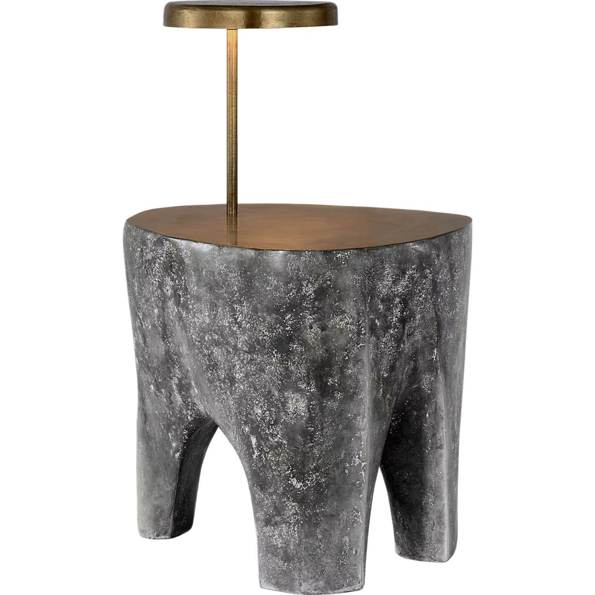 Anne-Marie Barton Lega 36" Sculpted Side Table Reading Floor Lamp in Eclipse with Museum Brass W18.5" x H36.75" x E24"