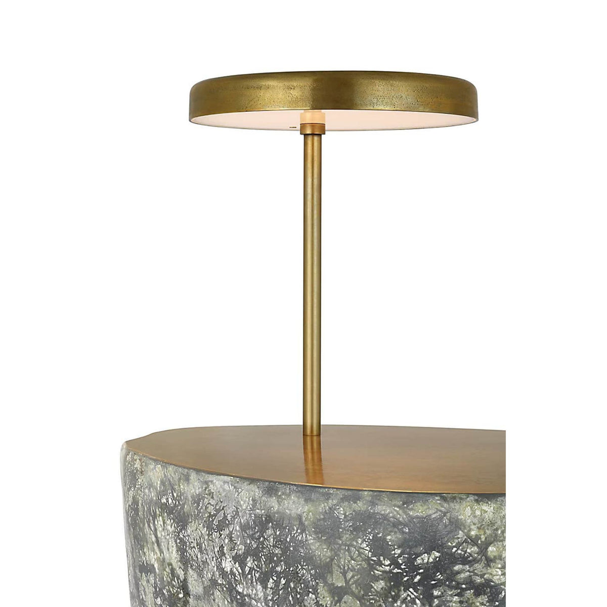 Anne-Marie Barton Lega 36" Sculpted Side Table Reading Floor Lamp in Eclipse with Museum Brass W18.5" x H36.75" x E24"