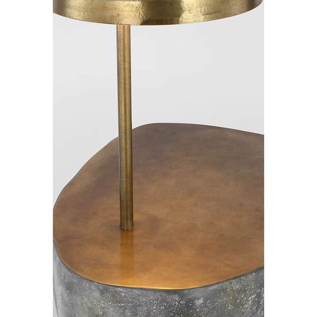 Anne-Marie Barton Lega 36" Sculpted Side Table Reading Floor Lamp in Eclipse with Museum Brass W18.5" x H36.75" x E24"