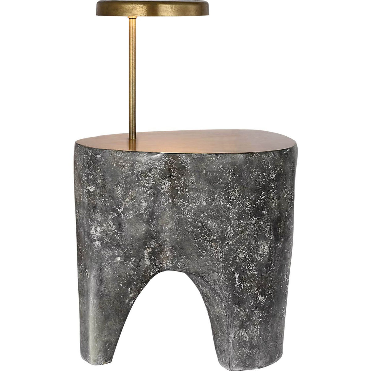 Anne-Marie Barton Lega 36" Sculpted Side Table Reading Floor Lamp in Eclipse with Museum Brass W18.5" x H36.75" x E24"