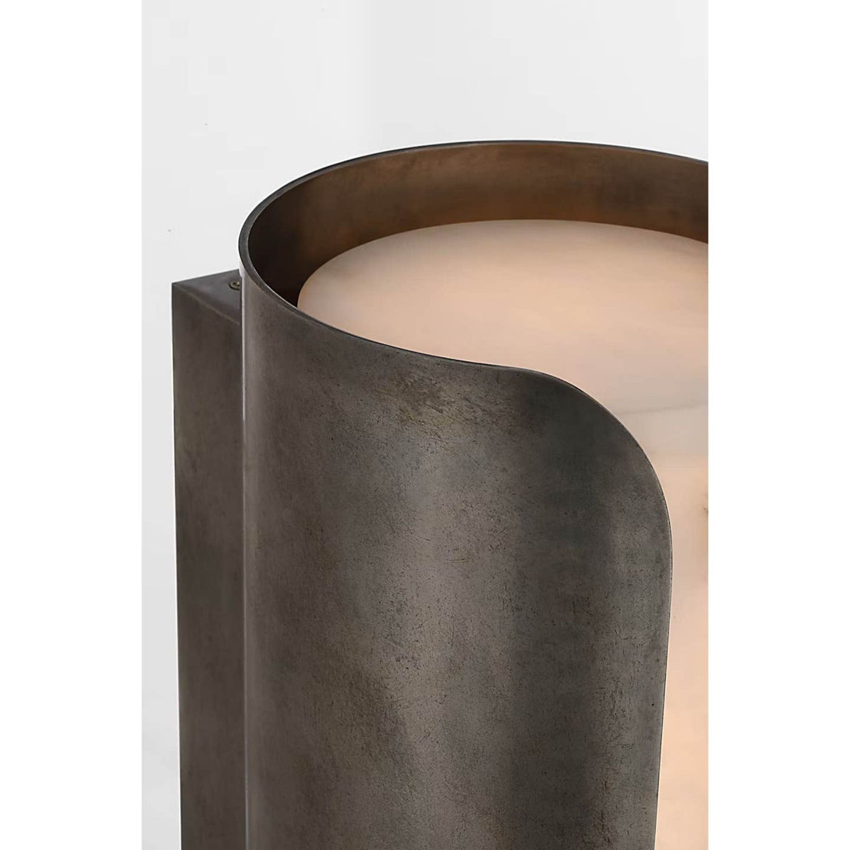 Anne-Marie Barton Armise 14" Sconce in Mottled Pewter with Alabaster W7" x H14" x E7.75"