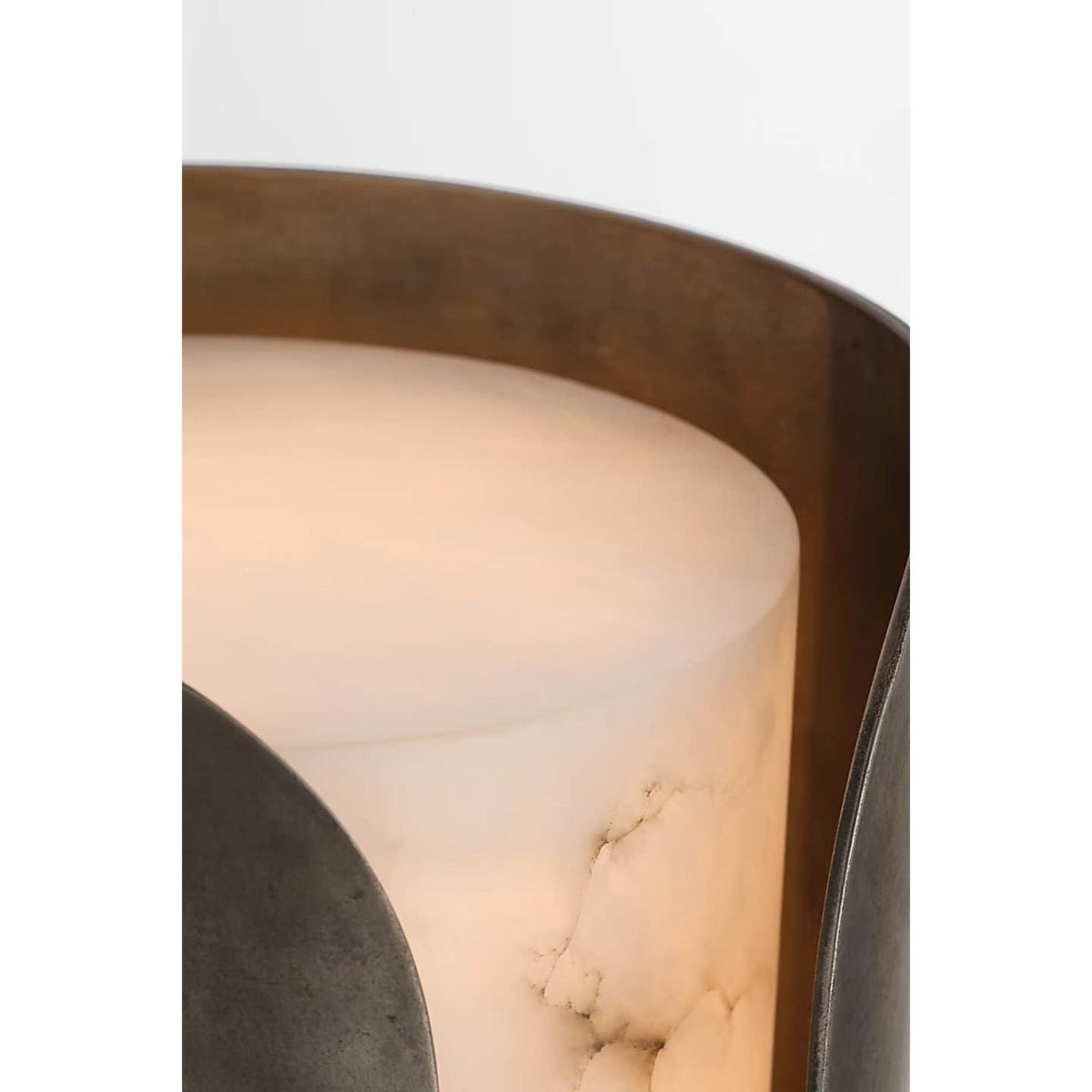 Anne-Marie Barton Armise 14" Sconce in Mottled Pewter with Alabaster W7" x H14" x E7.75"