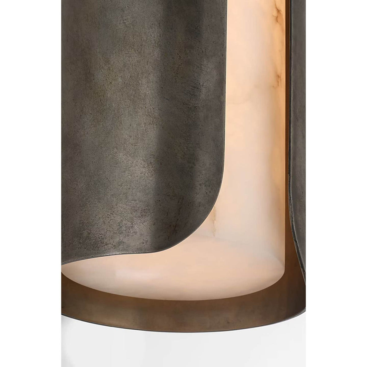 Anne-Marie Barton Armise 14" Sconce in Mottled Pewter with Alabaster W7" x H14" x E7.75"