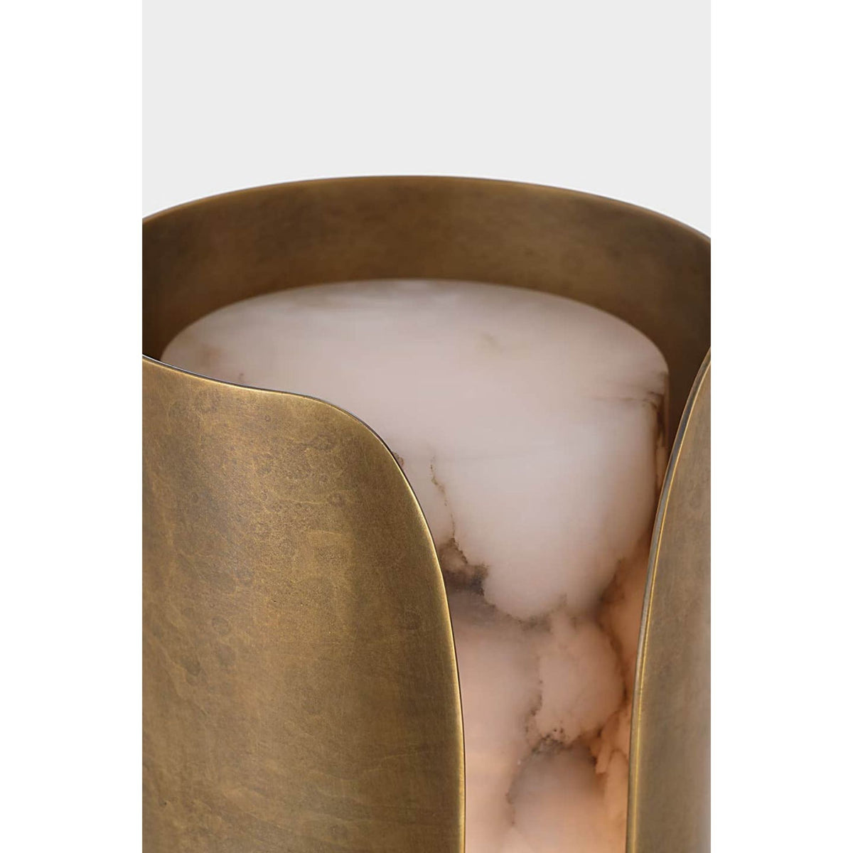 Anne-Marie Barton Armise 18" Sconce in Mottled Brass with Alabaster W5.25" x H18" x E6.25"