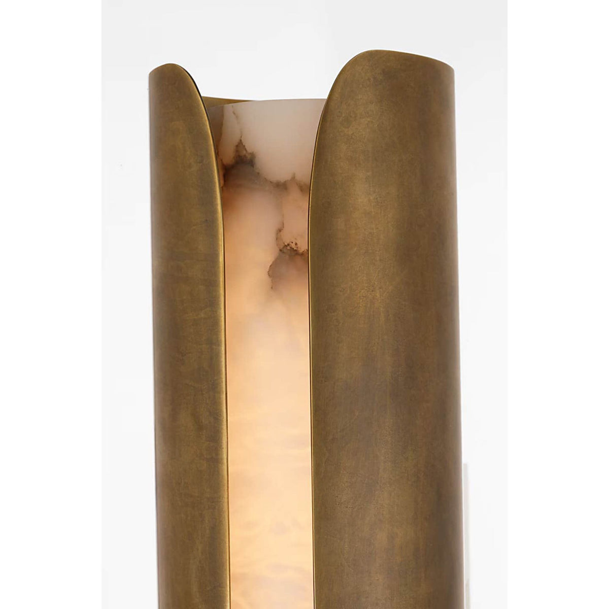 Anne-Marie Barton Armise 18" Sconce in Mottled Brass with Alabaster W5.25" x H18" x E6.25"