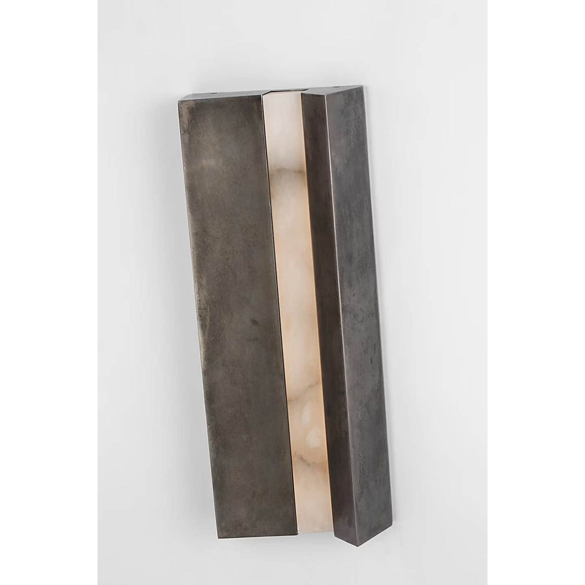 Anne-Marie Barton Austera 20" Sconce in Mottled Pewter with Alabaster W8" x H20" x E3.25"