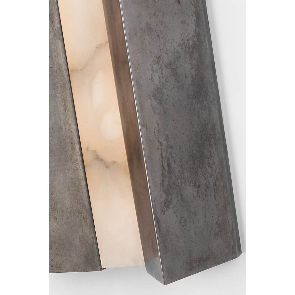 Anne-Marie Barton Austera 20" Sconce in Mottled Pewter with Alabaster W8" x H20" x E3.25"