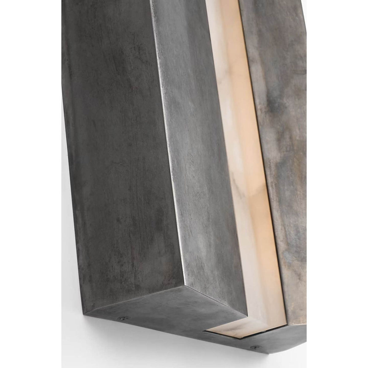 Anne-Marie Barton Austera 20" Sconce in Mottled Pewter with Alabaster W8" x H20" x E3.25"