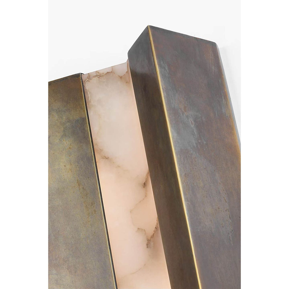 Anne-Marie Barton Austera 32" Sconce in Mottled Brass with Alabaster W8" x H32" x E3.25"