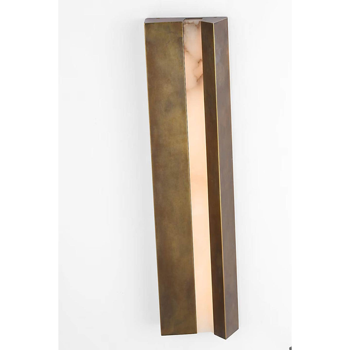 Anne-Marie Barton Austera 32" Sconce in Mottled Brass with Alabaster W8" x H32" x E3.25"
