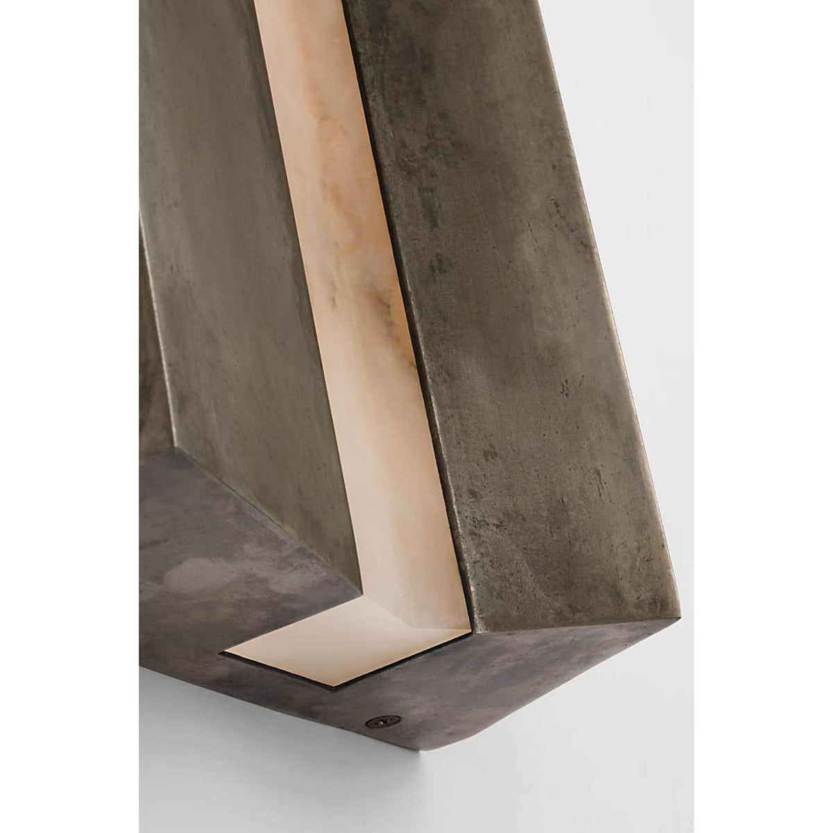 Anne-Marie Barton Austera 32" Sconce in Mottled Pewter with Alabaster W8" x H32" x E3.25"