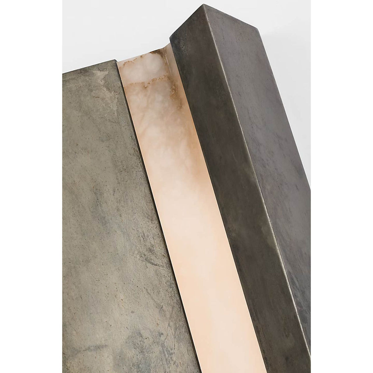 Anne-Marie Barton Austera 32" Sconce in Mottled Pewter with Alabaster W8" x H32" x E3.25"