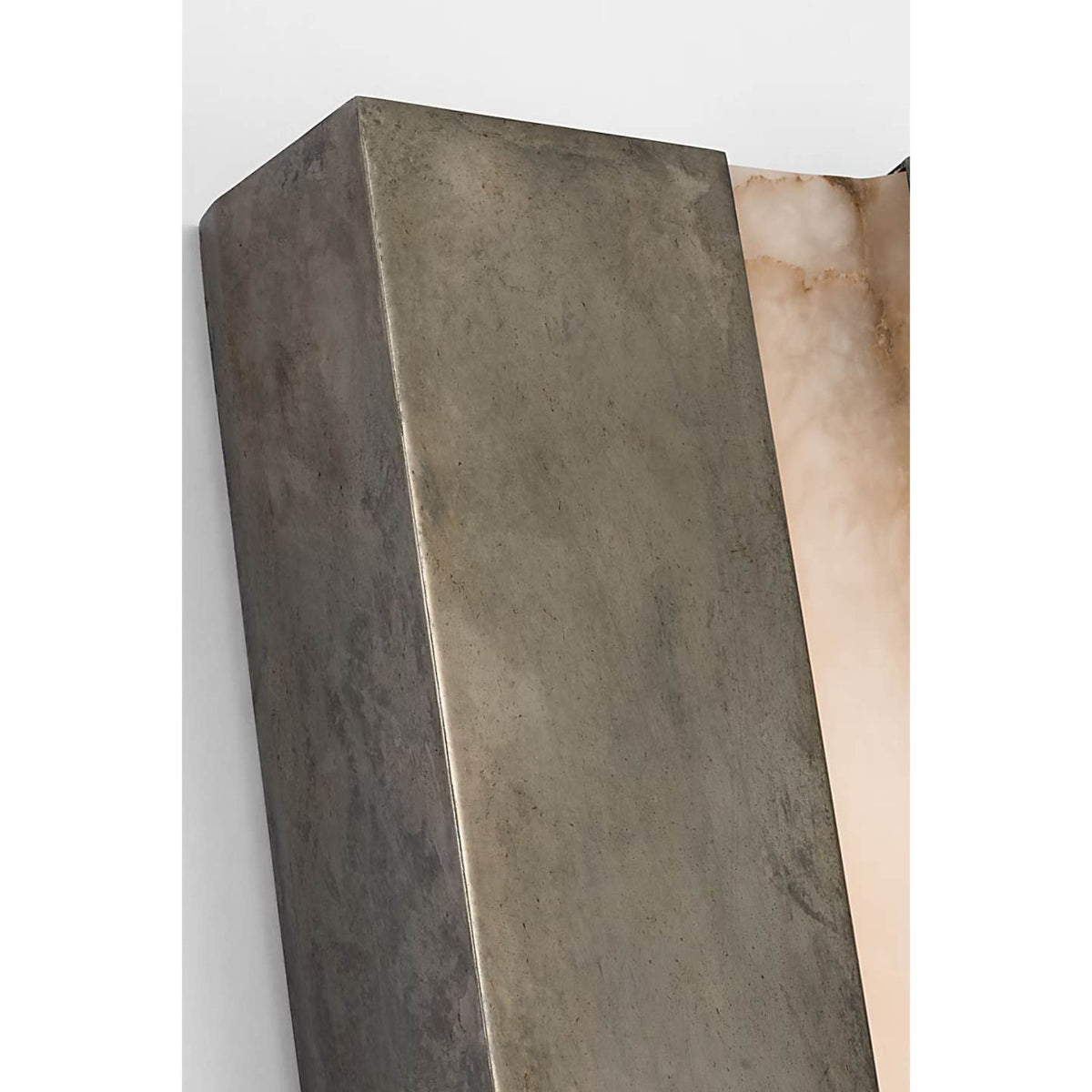 Anne-Marie Barton Austera 32" Sconce in Mottled Pewter with Alabaster W8" x H32" x E3.25"