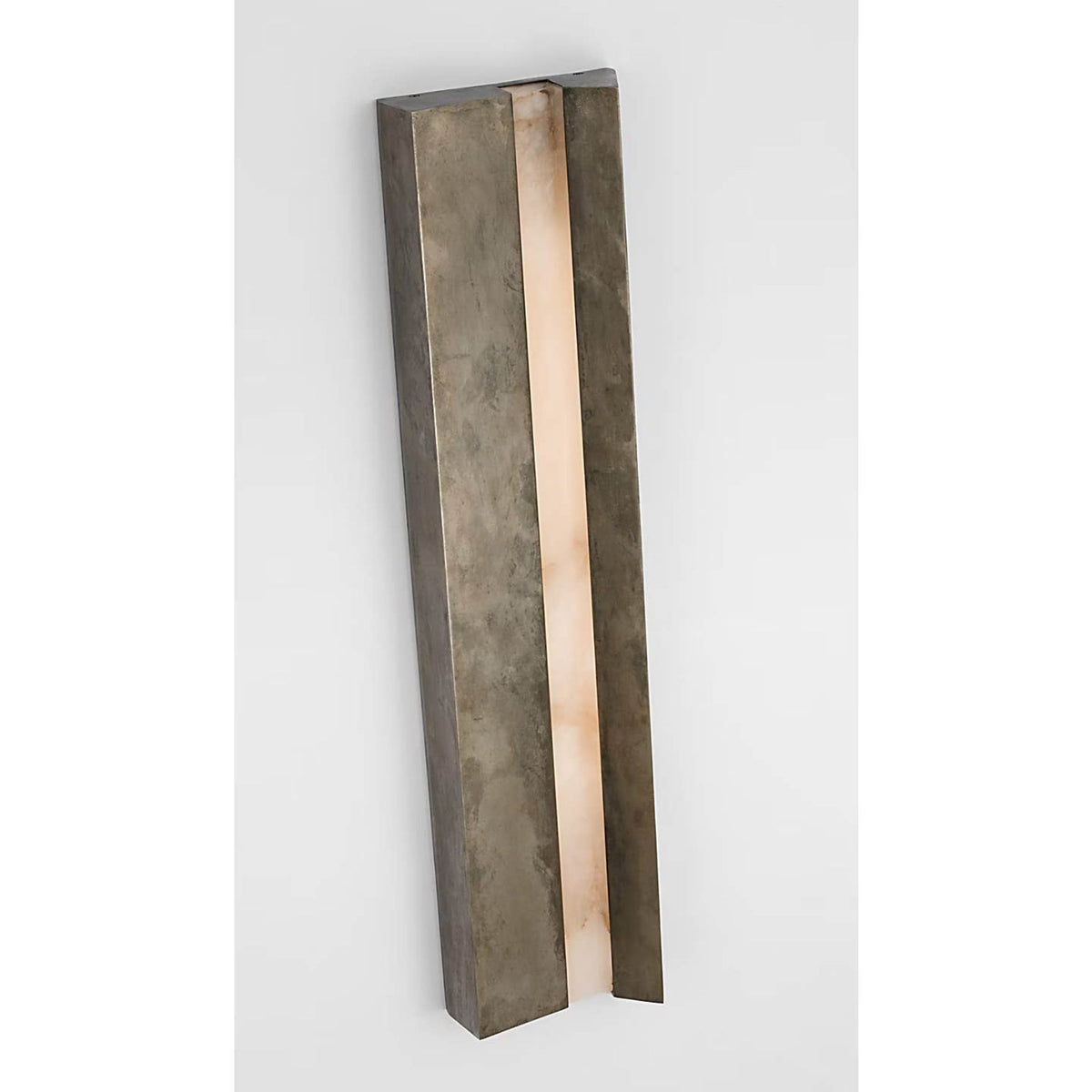 Anne-Marie Barton Austera 32" Sconce in Mottled Pewter with Alabaster W8" x H32" x E3.25"