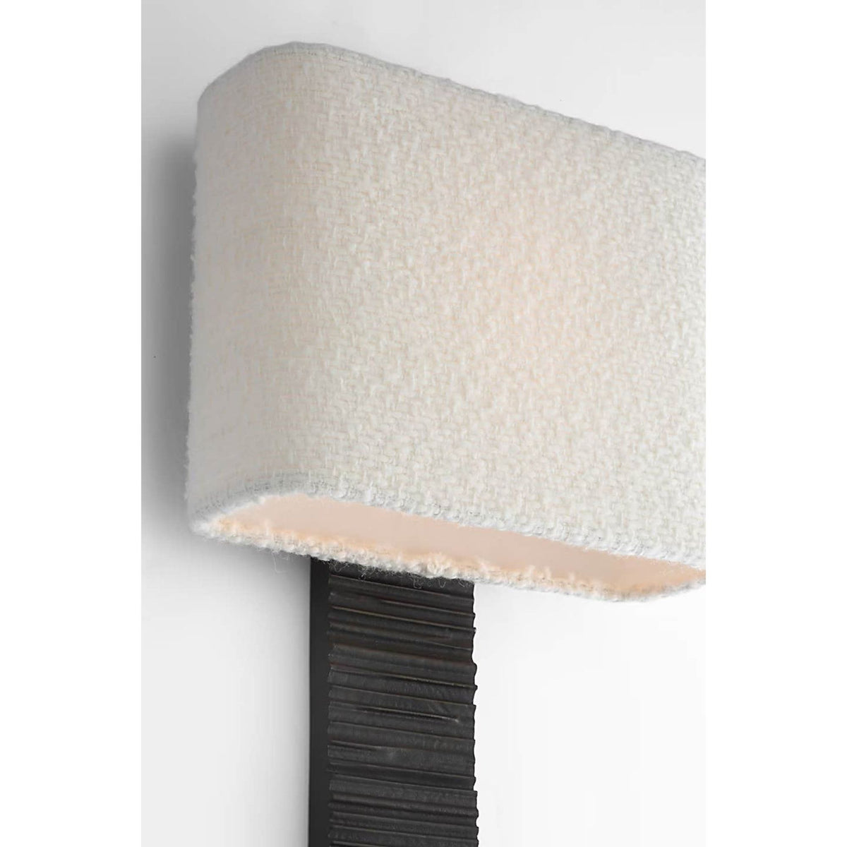Anne-Marie Barton Fumar 23" Tail Sconce in Ridged Carbon with BouclÃ© Shade W9.5" x H23.25" x E4"