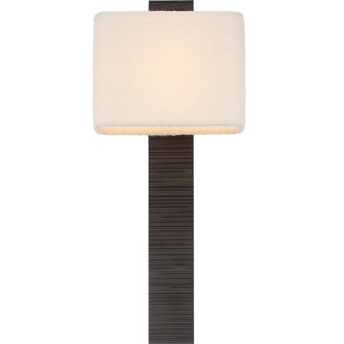 Anne-Marie Barton Fumar 23" Tail Sconce in Ridged Carbon with BouclÃ© Shade W9.5" x H23.25" x E4"
