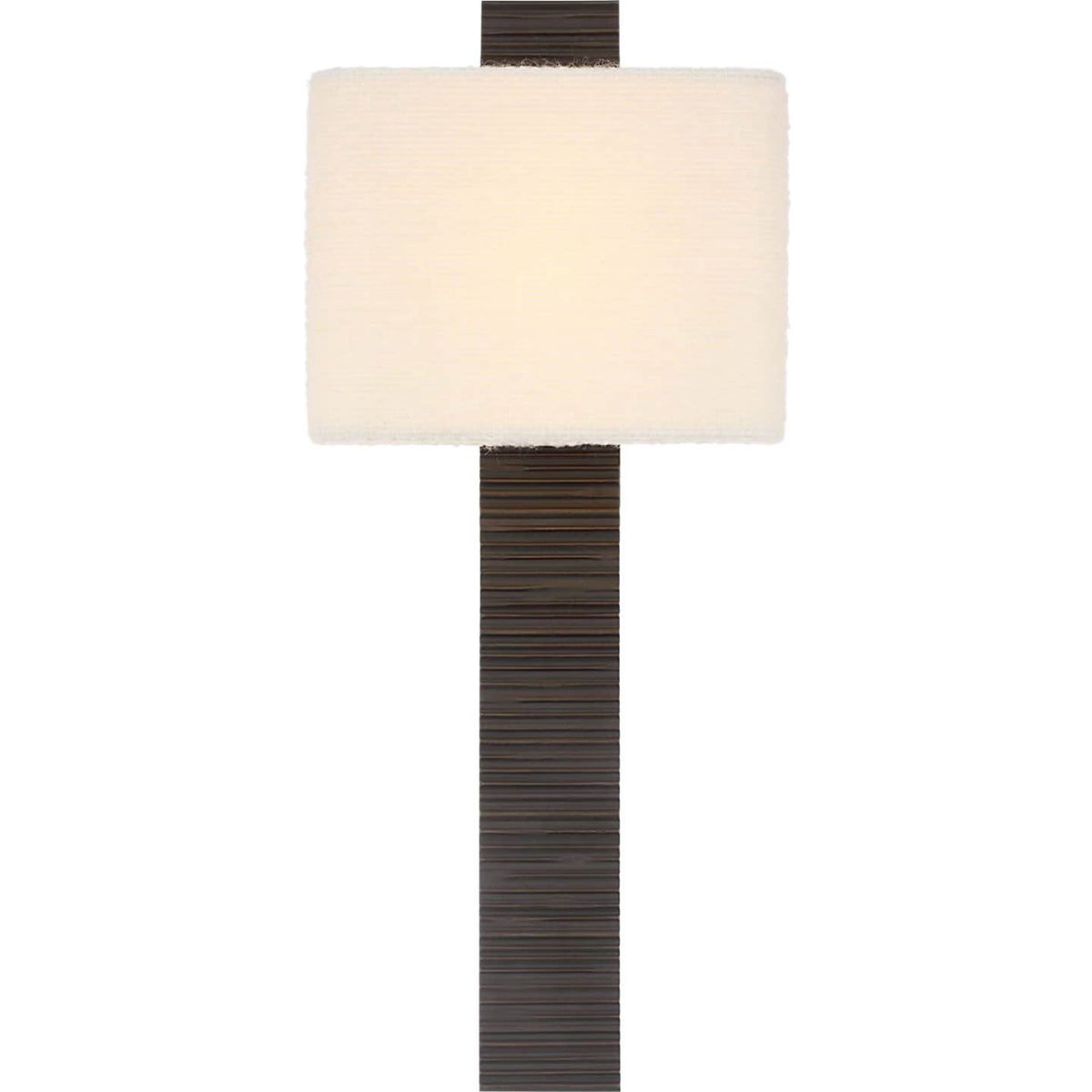 Anne-Marie Barton Fumar 23" Tail Sconce in Ridged Carbon with BouclÃ© Shade W9.5" x H23.25" x E4"