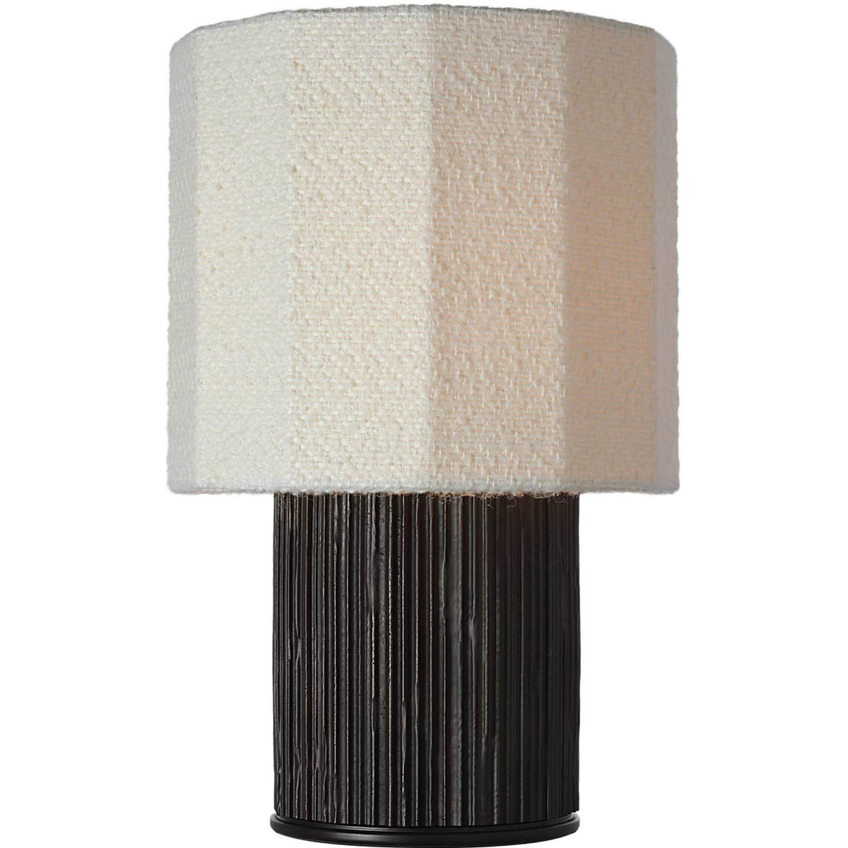 Anne-Marie Barton Fumar 18" Table Lamp in Ridged Carbon with BouclÃ© Shade W11" x H17.5"