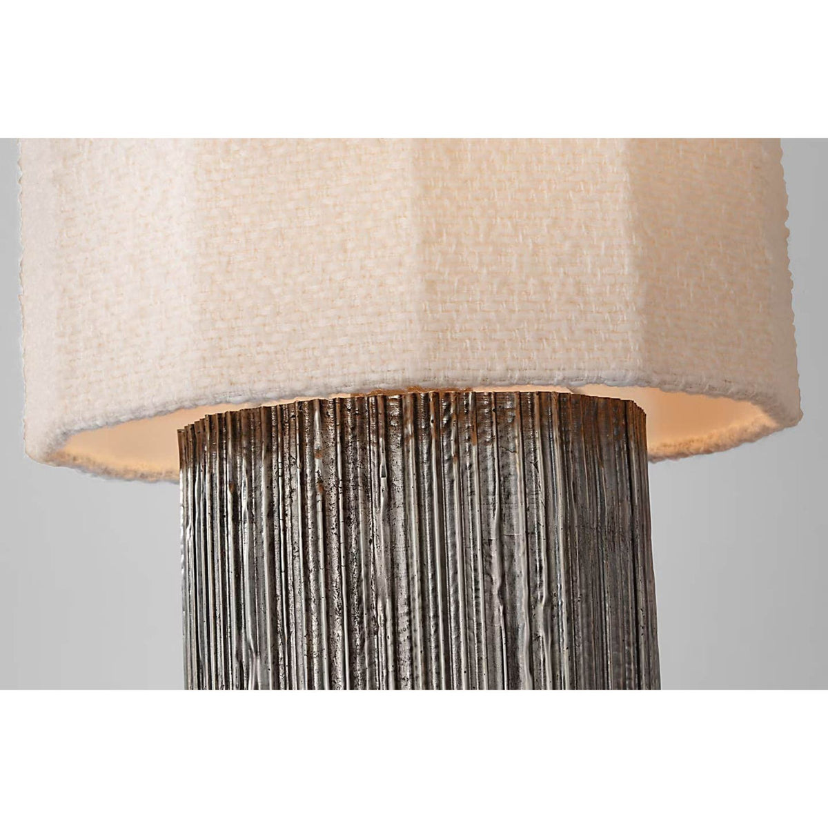 Anne-Marie Barton Fumar 18" Table Lamp in Ridged Graphite with BouclÃ© Shade W11" x H17.5"