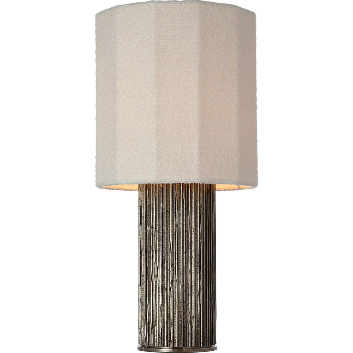 Anne-Marie Barton Fumar 24" Table Lamp in Ridged Graphite with BouclÃ© Shade W11" x H23.5"