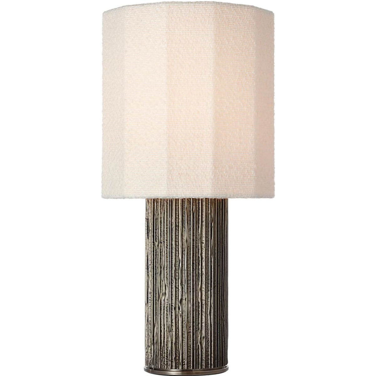 Anne-Marie Barton Fumar 24" Table Lamp in Ridged Graphite with BouclÃ© Shade W11" x H23.5"